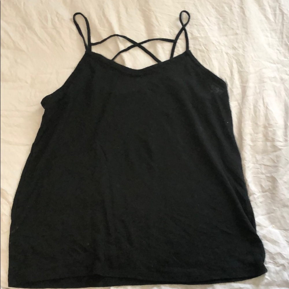 black tank top w/ crisscross straps